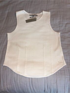 Hudson Women’s Cotton White Eco Darted Ribbed Tank Top Sz L NWT